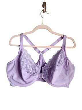 Glamorise Bra Lilac Purple 46DD Womens Front Closure T Back WonderWire NWoT 1246